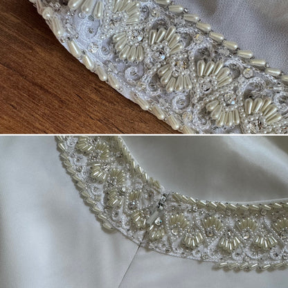 White Rena Koh pearl detail wedding dress uk 10