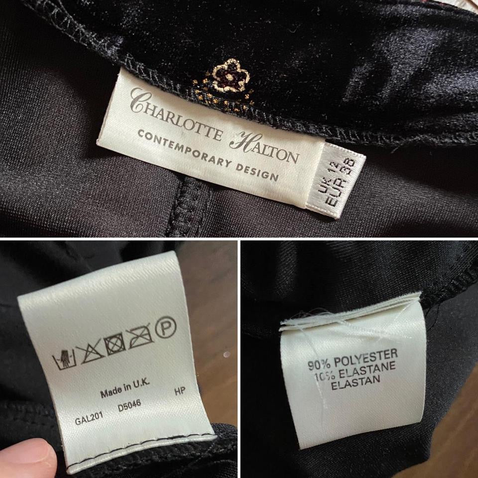 Charlotte Halton black velvet 90s dress uk 12
