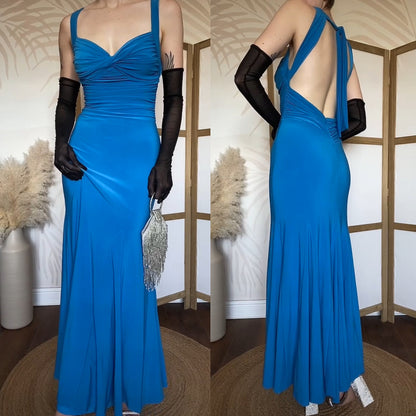 Niki Livas blue stretch evening dress uk 8