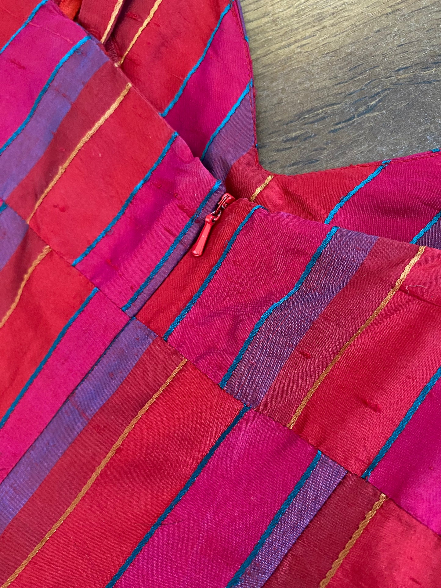 Monsoon Twilight 100% raw silk a-line evening dress uk 12