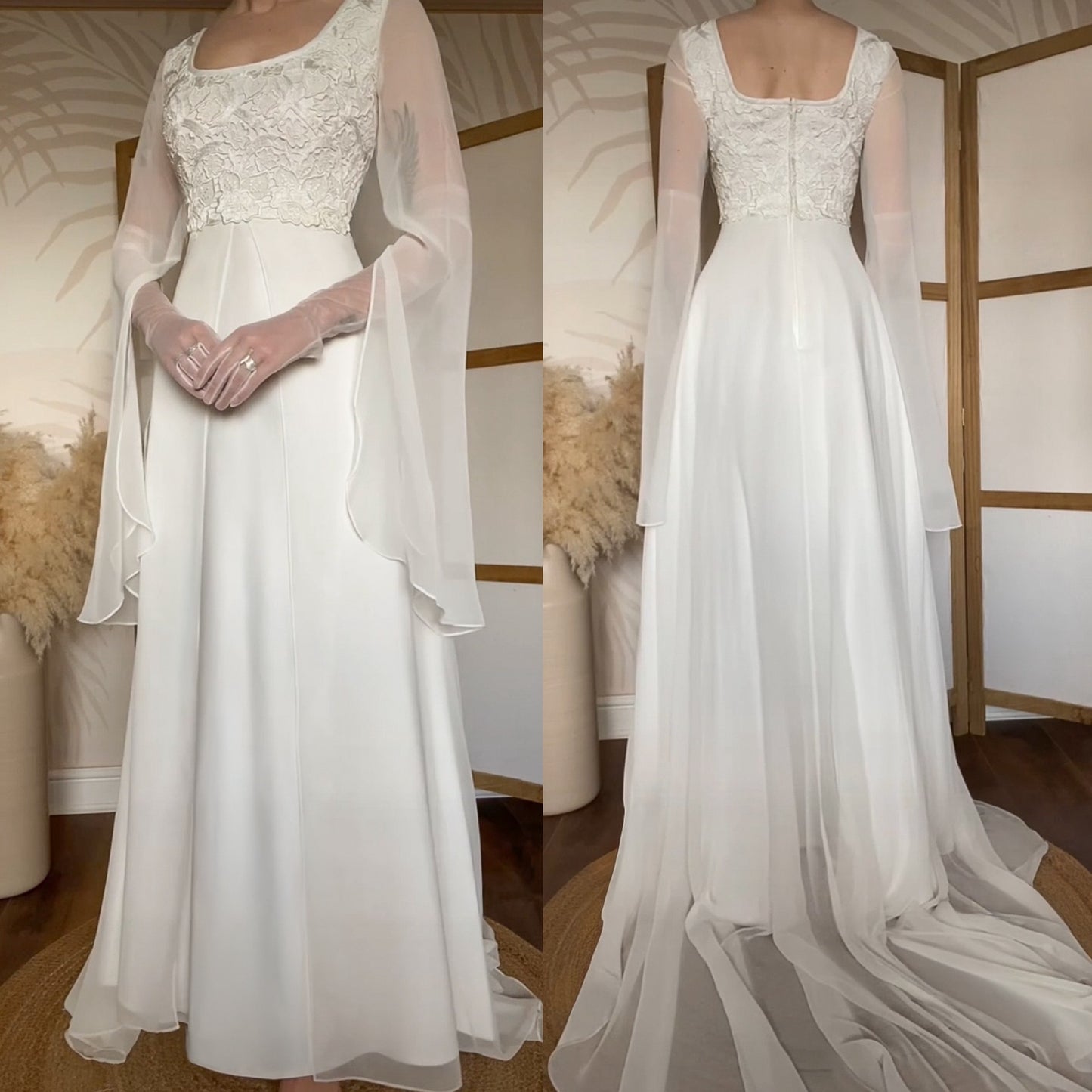Ethereal lace long sleeve wedding dress uk 12