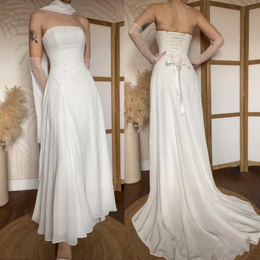 Maggie Sottero white strapless wedding dress & shawl uk 6-8