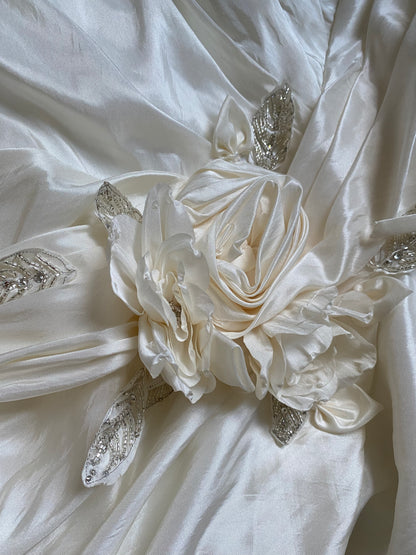 Draped strapless Veromia wedding gown UK 12