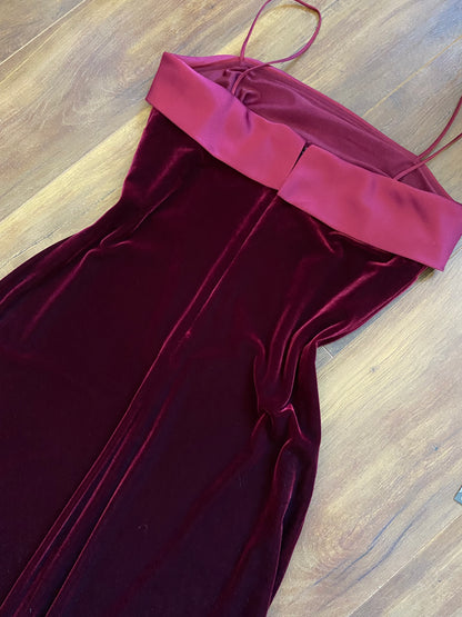 Gina Bacconi red velvet stretch evening dress uk 12