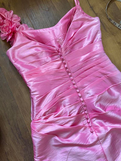 Pink Veromia taffeta draped prom dress uk 12-14