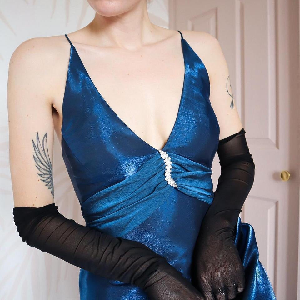 Dave & Johnny blue petite evening dress UK 12