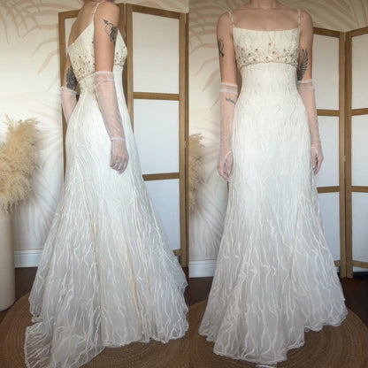 Warm ivory lace fishtail wedding dress uk 10