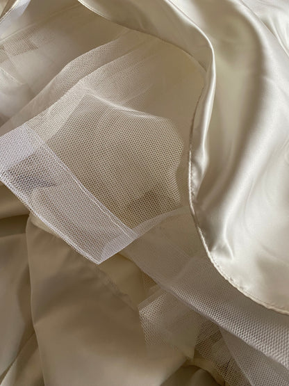 Hilary Morgan ivory satin fit & flare wedding dress uk 14