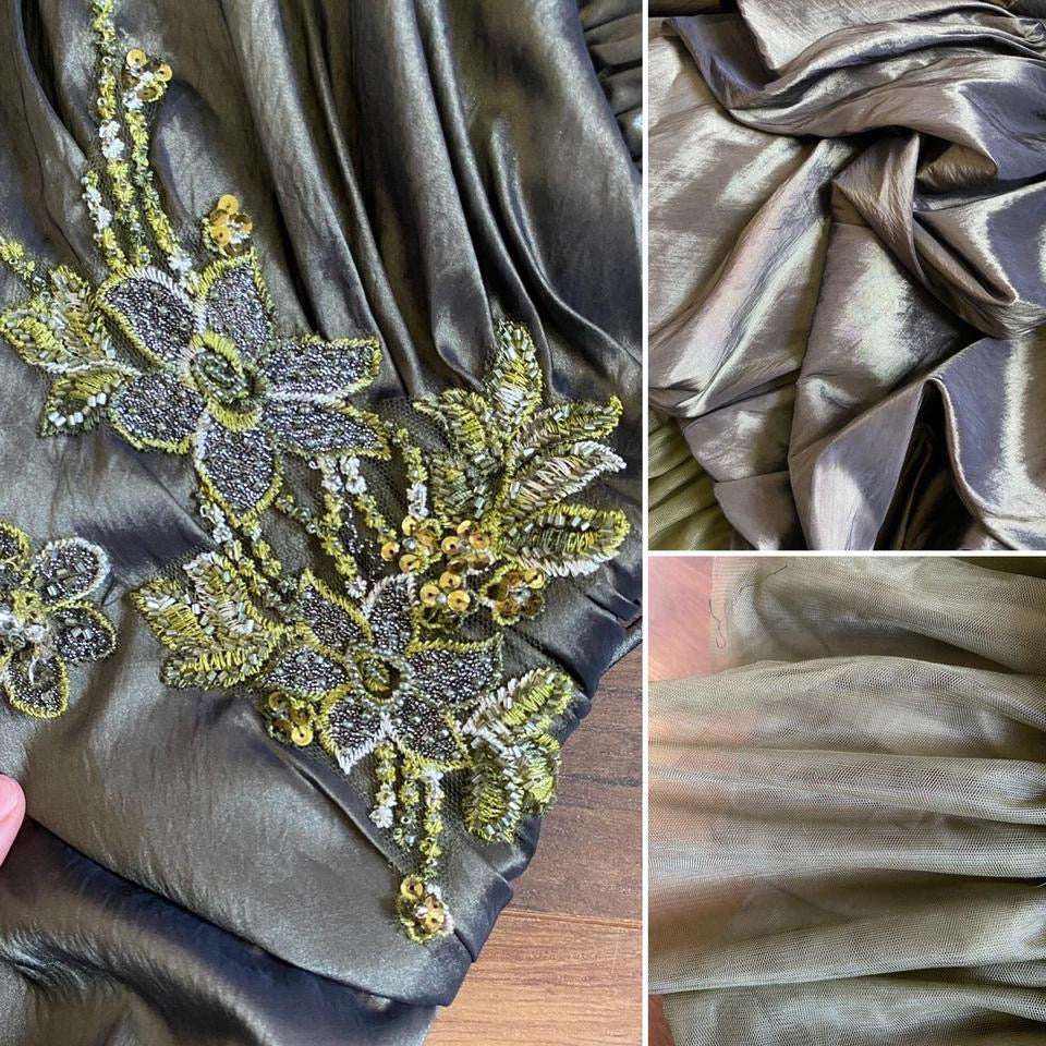 Goya green strapless fishtail prom dress & shawl uk 8