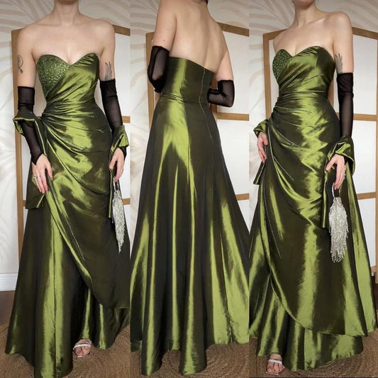 Green strapless taffeta prom dress uk 12