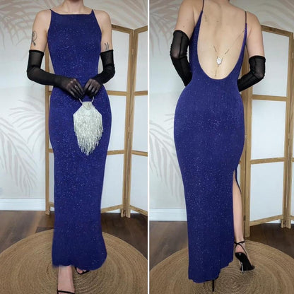 Dave & Johnny purple glittery stretch evening dress UK 10-12