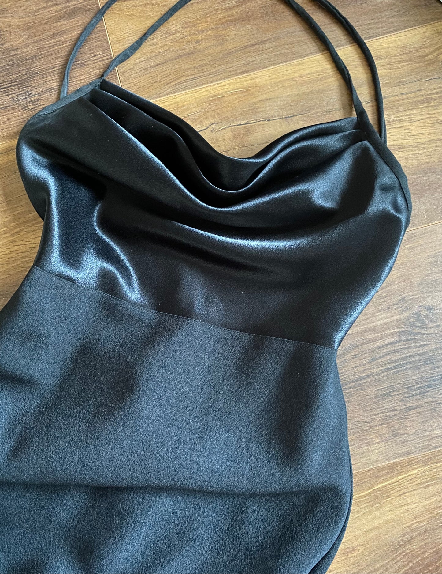 Dawn Stretton black open back evening dress UK 10