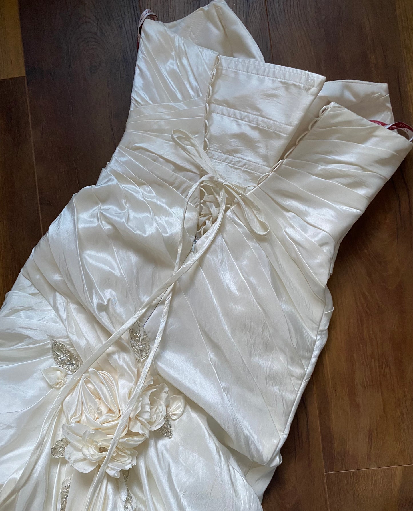 Draped strapless Veromia wedding gown UK 12