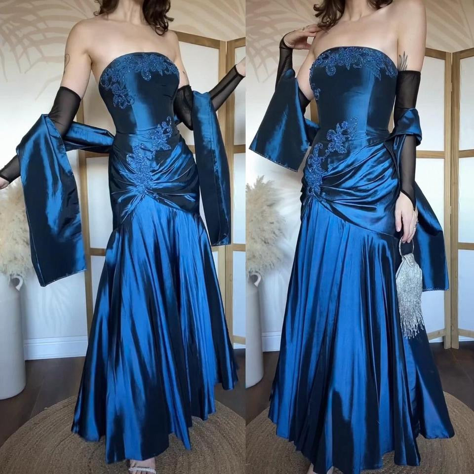 Jora navy strapless prom dress & shawl uk 12