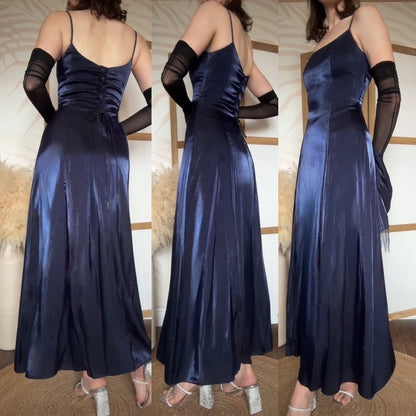 Navy Debut a-line beaded dress & shawl uk 12