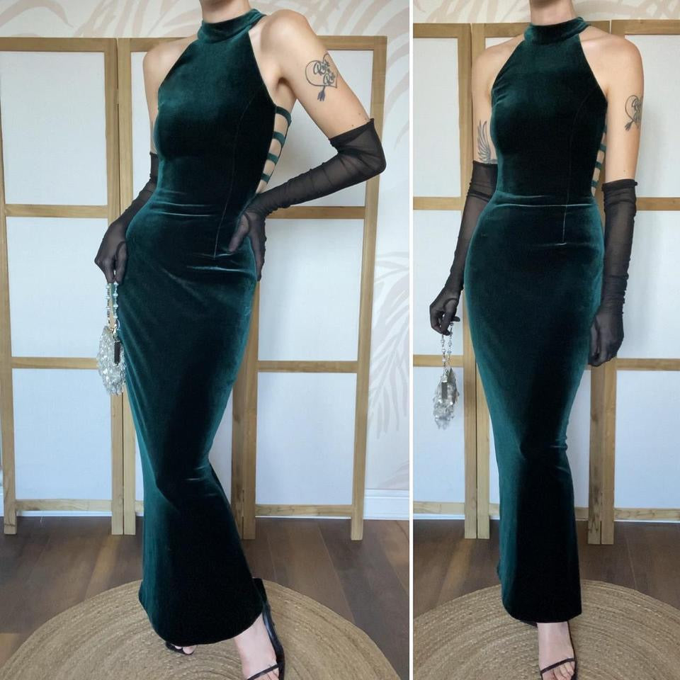 John Charles velvet stretch high neck dress UK 10