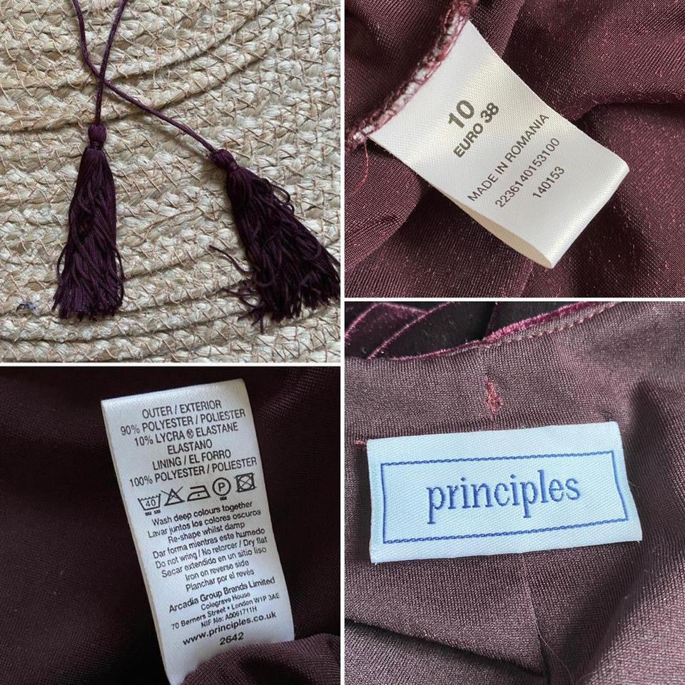 Burgundy Principles velvet stretch evening dress UK 10