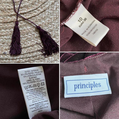 Burgundy Principles velvet stretch evening dress UK 10