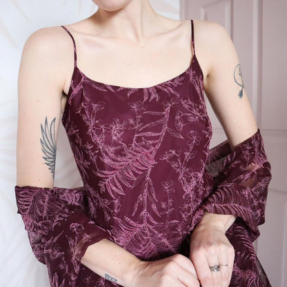 Gina Bacconi purple chiffon dress & shawl UK 12