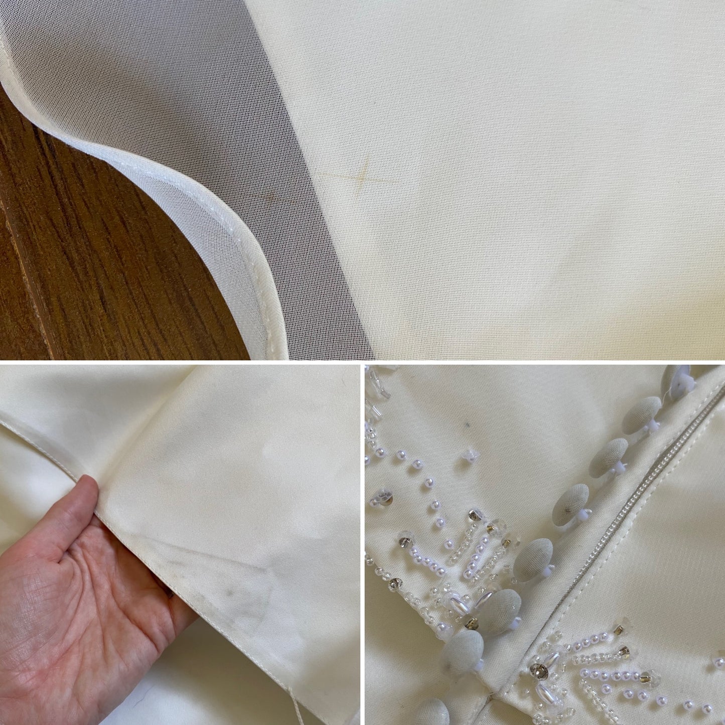 Ivory chiffon long sleeve wedding dress uk 10