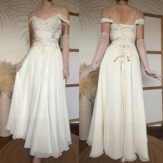 Amanda Wyatt ivory off shoulder wedding dress uk 10