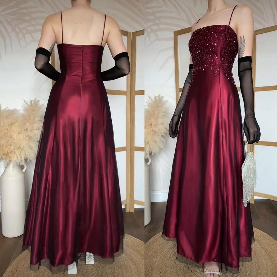 Blondie Nites dark red beaded a-line prom dress uk 12