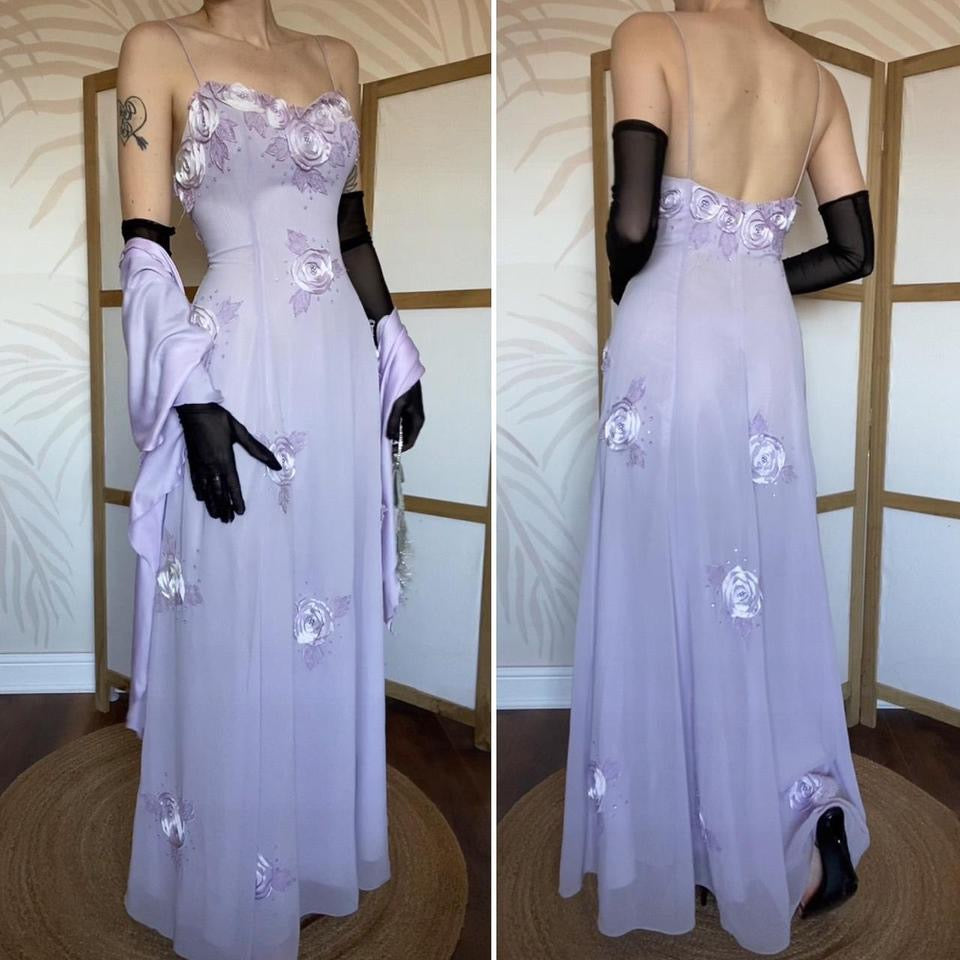 Christine Elizabeth lilac evening dress & shawl UK 12