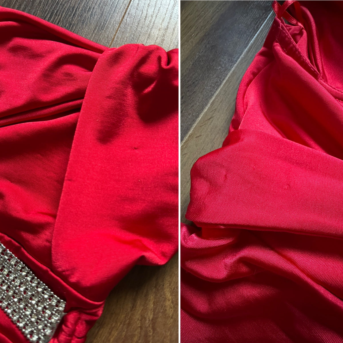 Red stretchy one shoulder evening dress uk 8
