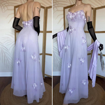 Christine Elizabeth lilac evening dress & shawl UK 12