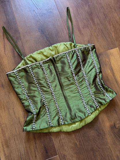 Green taffeta prom fairy 2-piece uk 8