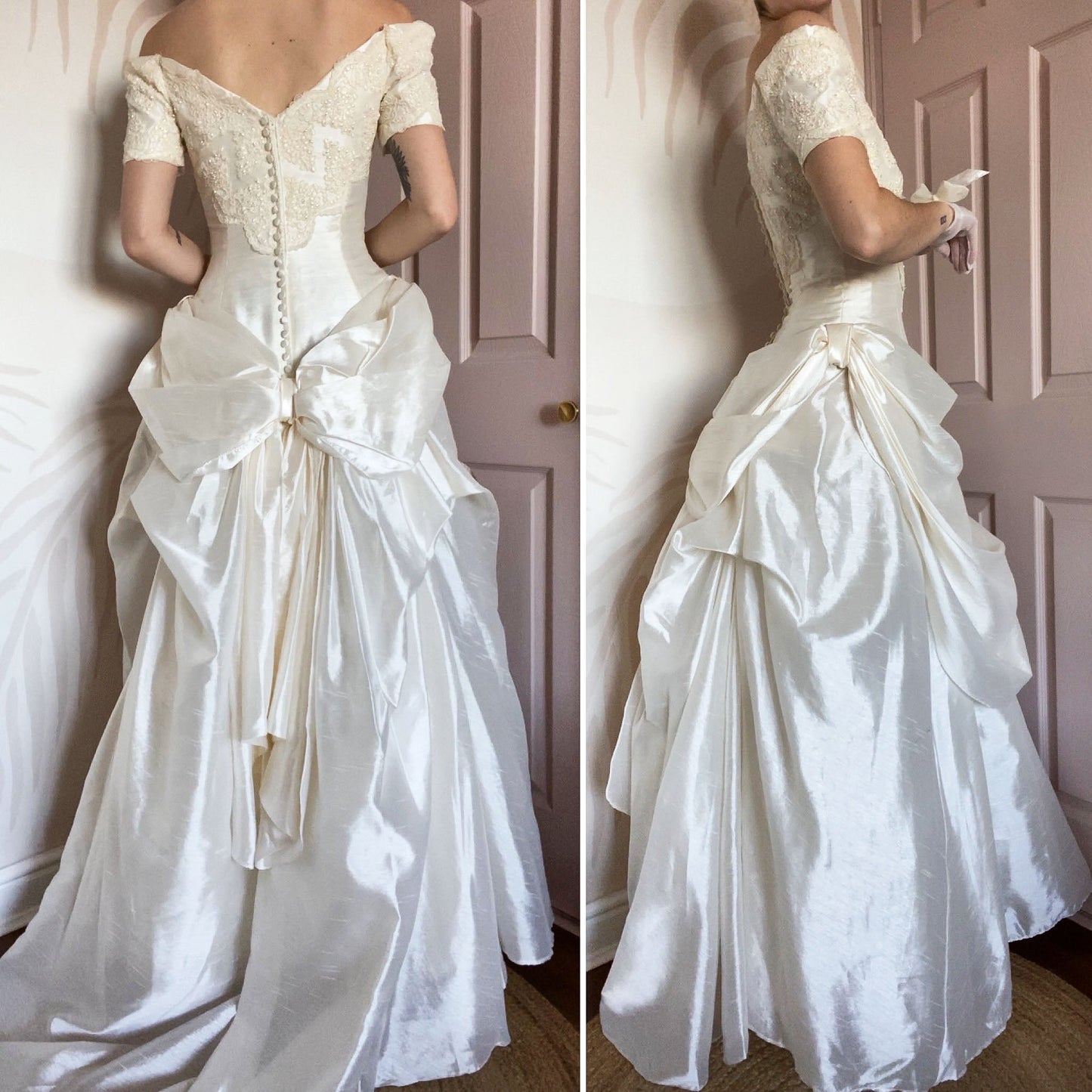 Dante Ronald Joyce off shoulder ivory wedding dress UK 10