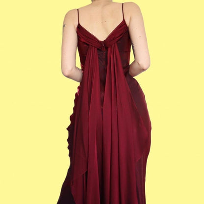 Nightway silky dark red evening dress UK 10