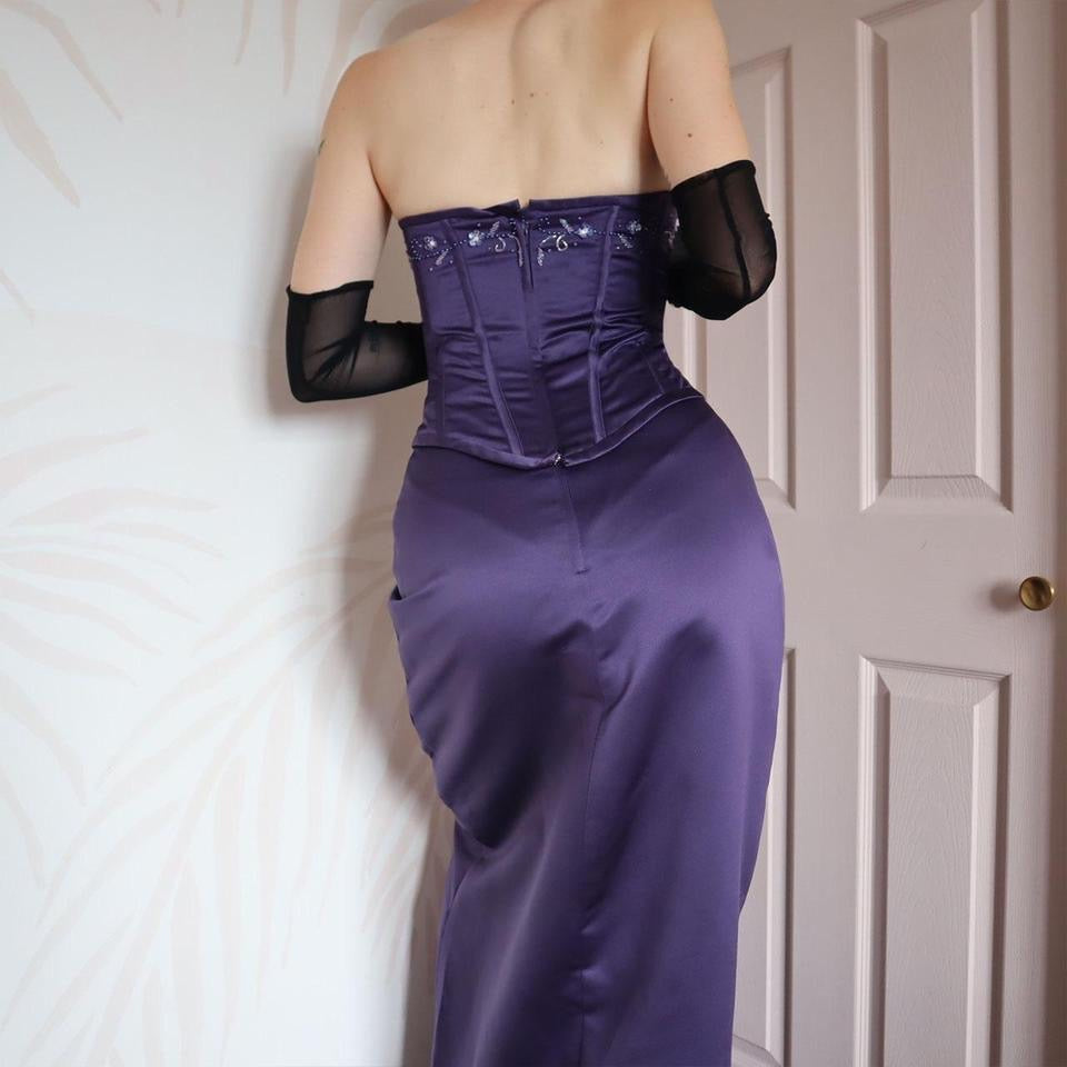 Hilary Morgan purple 2 piece corset & skirt set UK 10