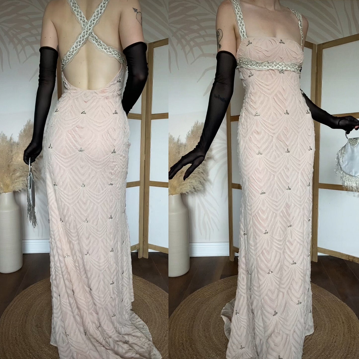 Patric Casey light pink silk evening dress uk 12