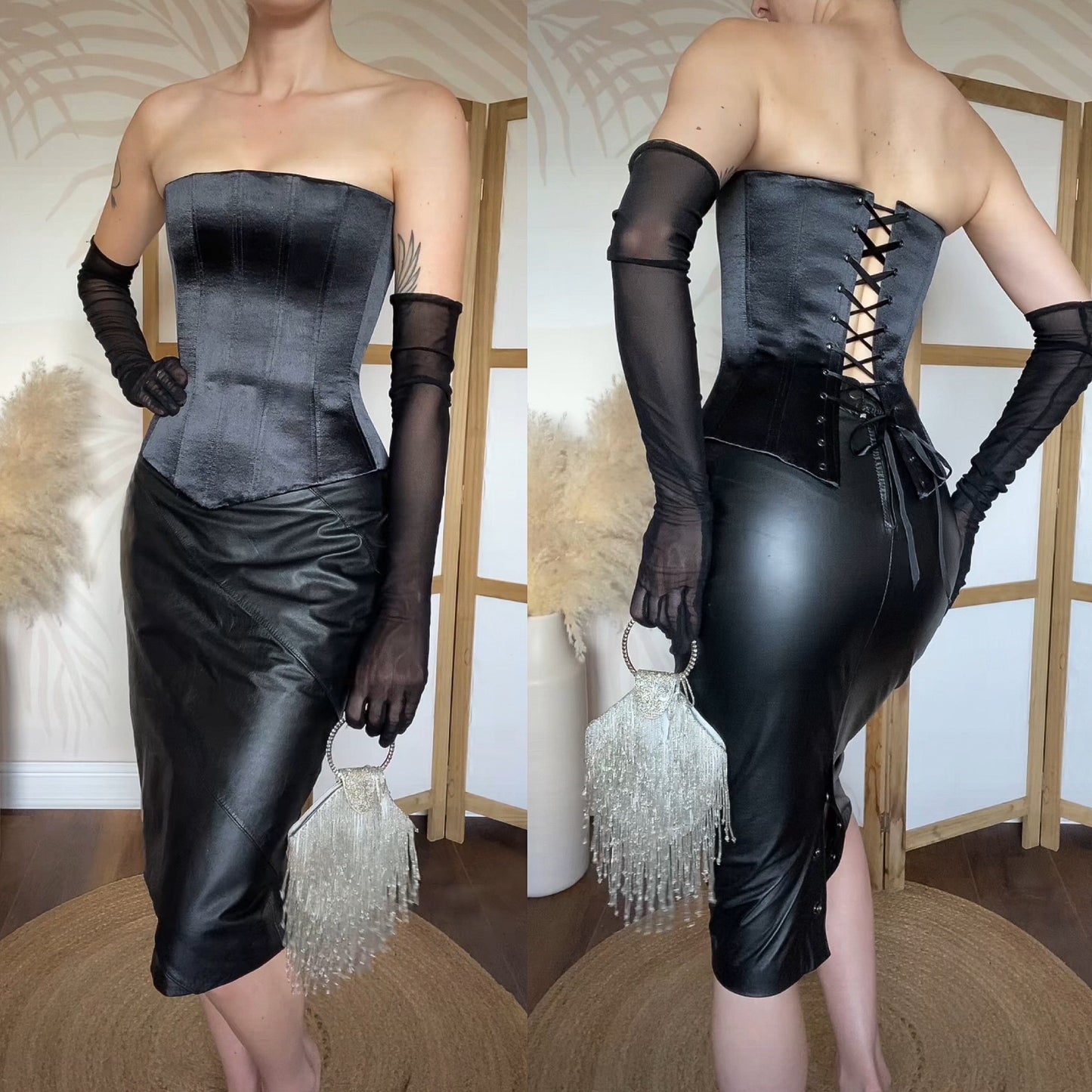 Dawn Stretton silky black corset uk 8