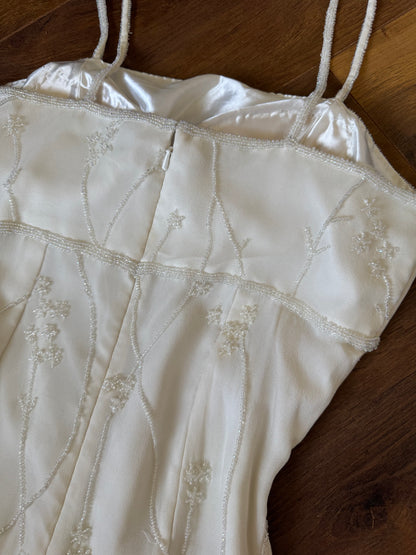 Scala 100% silk ivory beaded wedding dress uk 10