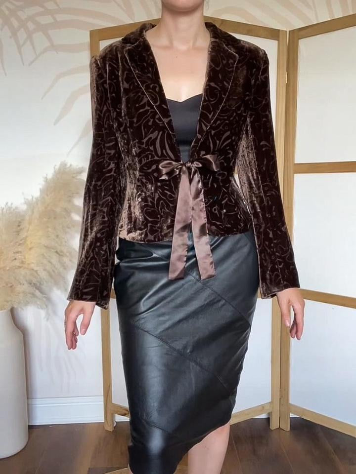 August Silk brown velvet evening jacket uk 12