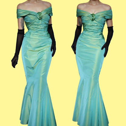 John Charles designer vintage iridescent green 2 piece UK 10