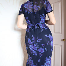 Load image into Gallery viewer, Blue Hamells Floral Sheer Short Sleeve Dress UK 10
