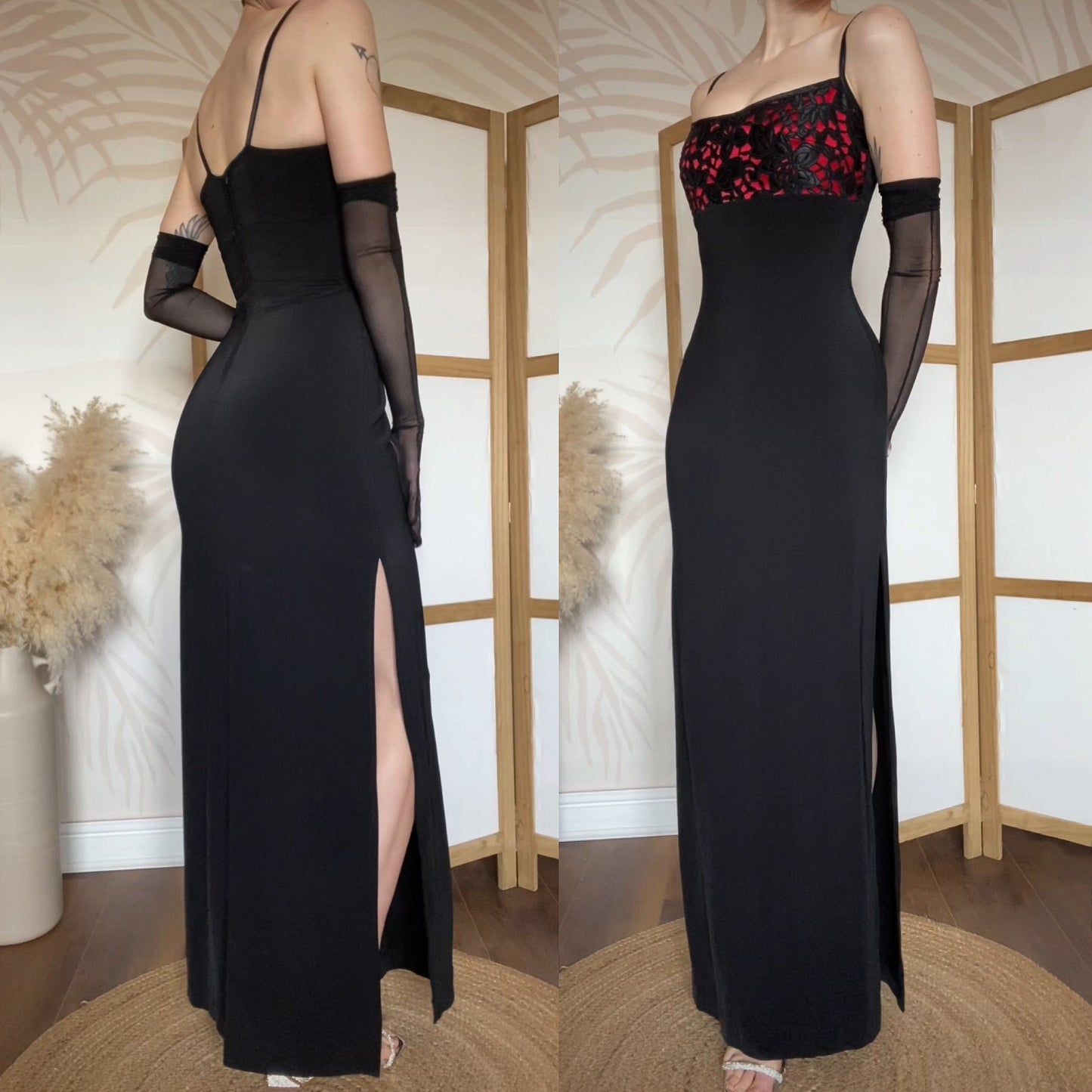 Tadashi black stretch evening dress uk 10