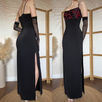 Tadashi black stretch evening dress uk 10
