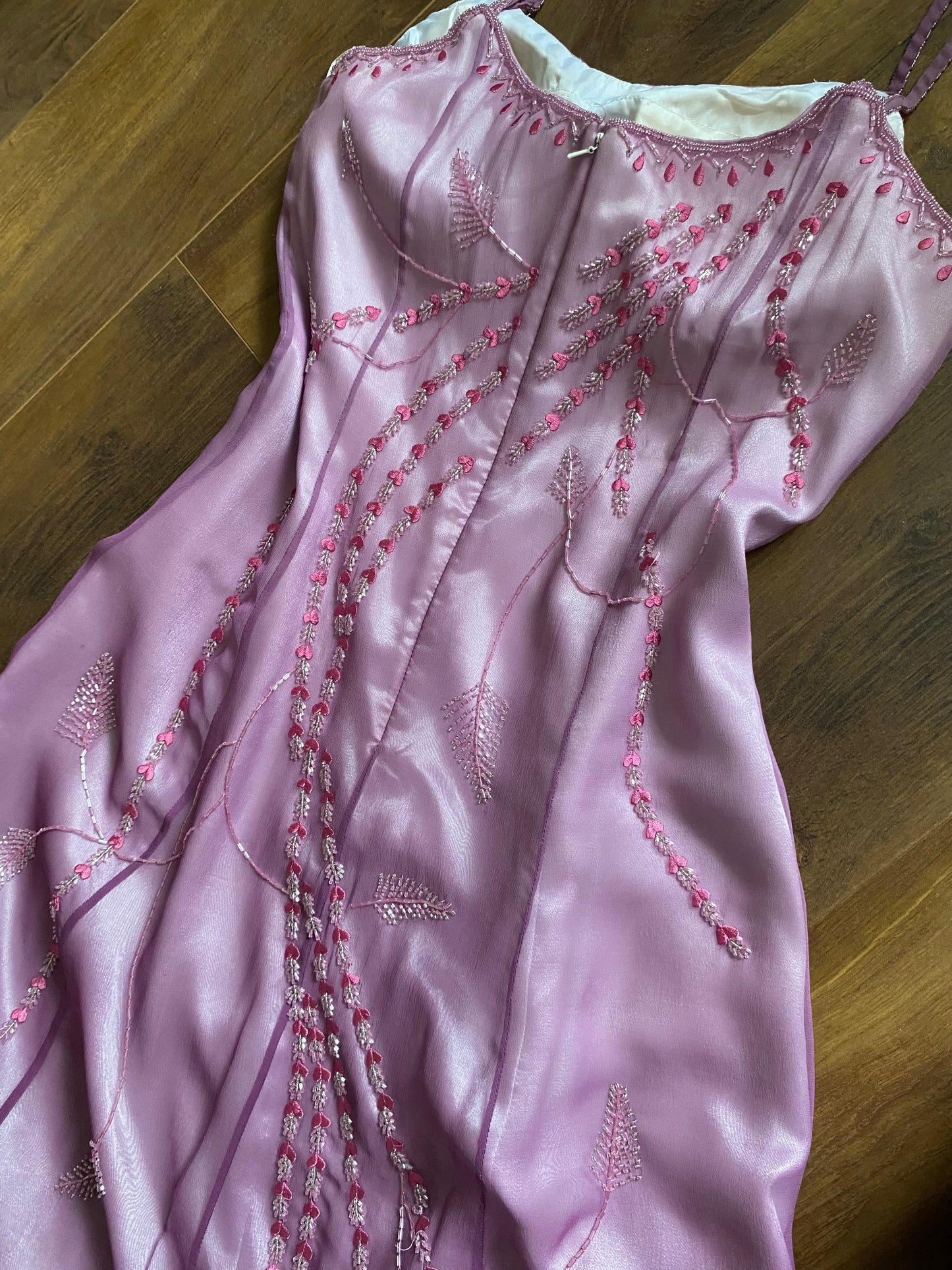 Purple 90s beaded ombré evening dress uk 14