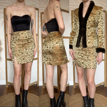 Gold Patsy Seddon 2-piece silk blend womens suit uk 8-10