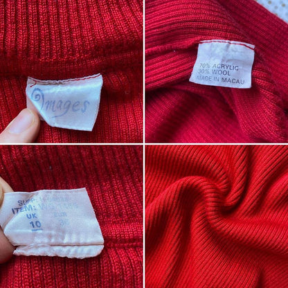 Images red high neck knit mini dress UK 8-10/S