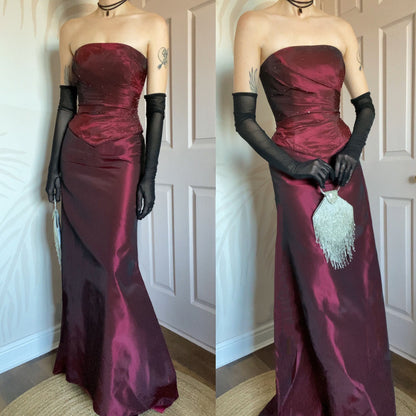 Veromia burgundy 2 piece corset & skirt set UK 8-10