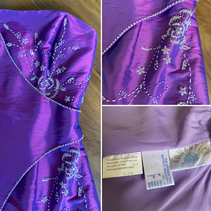 Bright purple a-line beaded prom dress UK 10-12