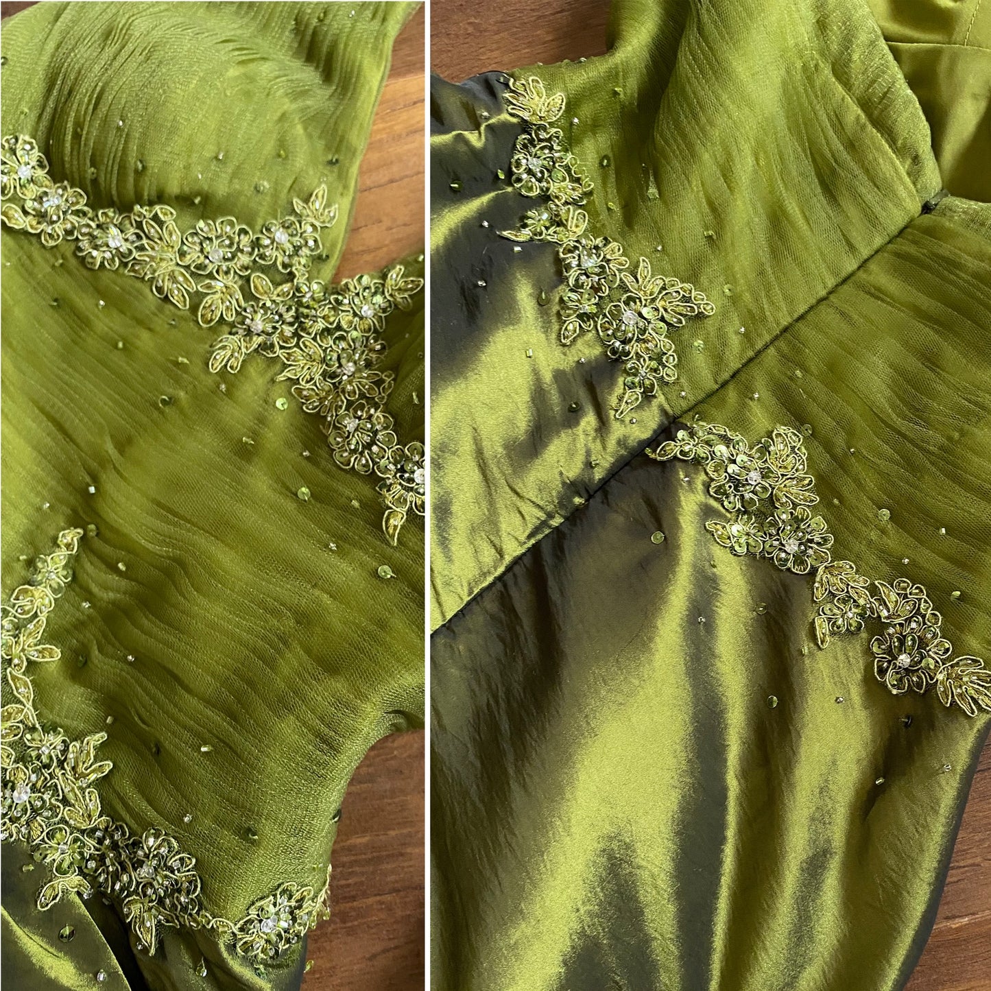 Green halter-neck a-line fairycore prom dress uk 10