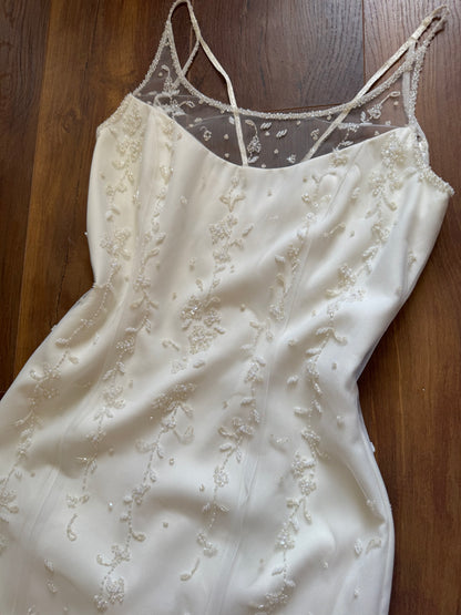Ivory beaded wedding dress uk 10-12