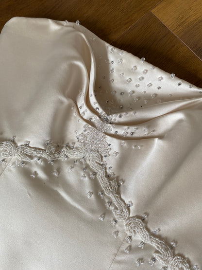 Ivory Maggie Sottero strapless a-line vintage wedding dress uk 10