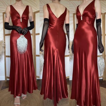 Morgan & Co red satin evening dress uk 10